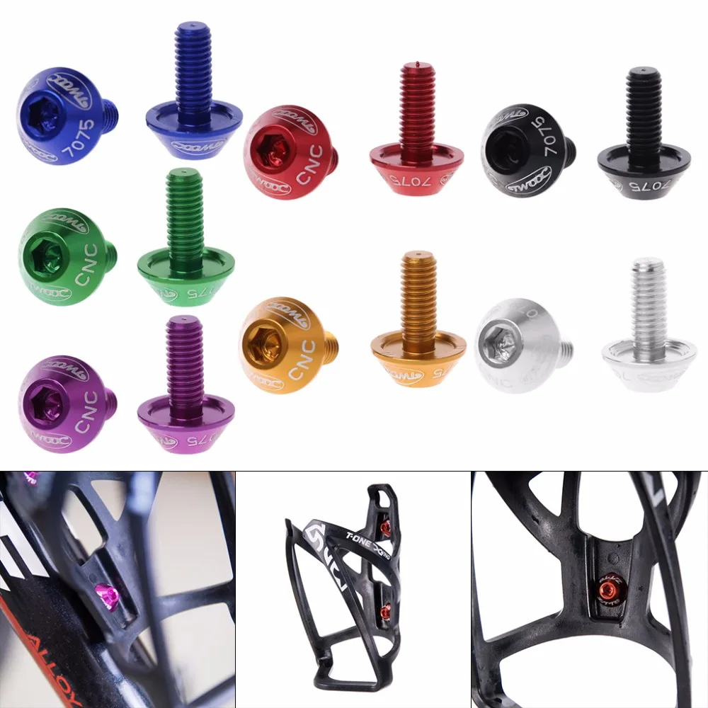 2Pcs M5x10mm Aluminum Alloy Bike Bicycle Water Bottle Cage Bolt Holder