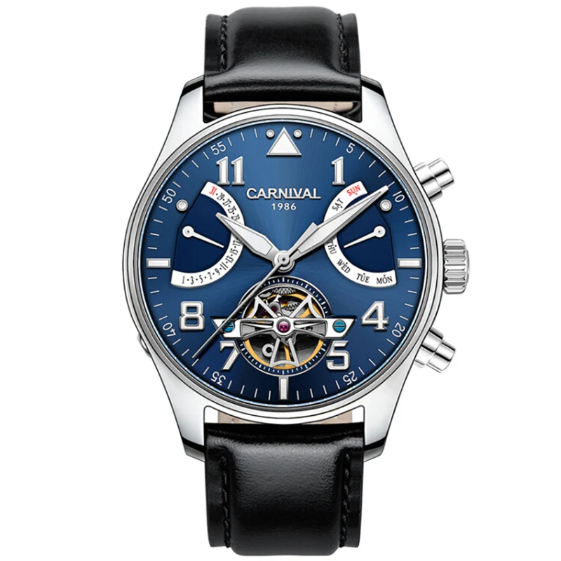 

AAA Carnival Tourbillon Mechanical Watch Men Switzerland Skeleton Pilot Wristwatch 25 Jewels Luxury Luminous Clock
