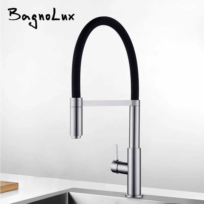 Torneira da Pia Puxar para Baixo Torneira da Cozinha em Aço Recém-patenteado Design Swivel Latão Monocomando Inoxidável 360 100%