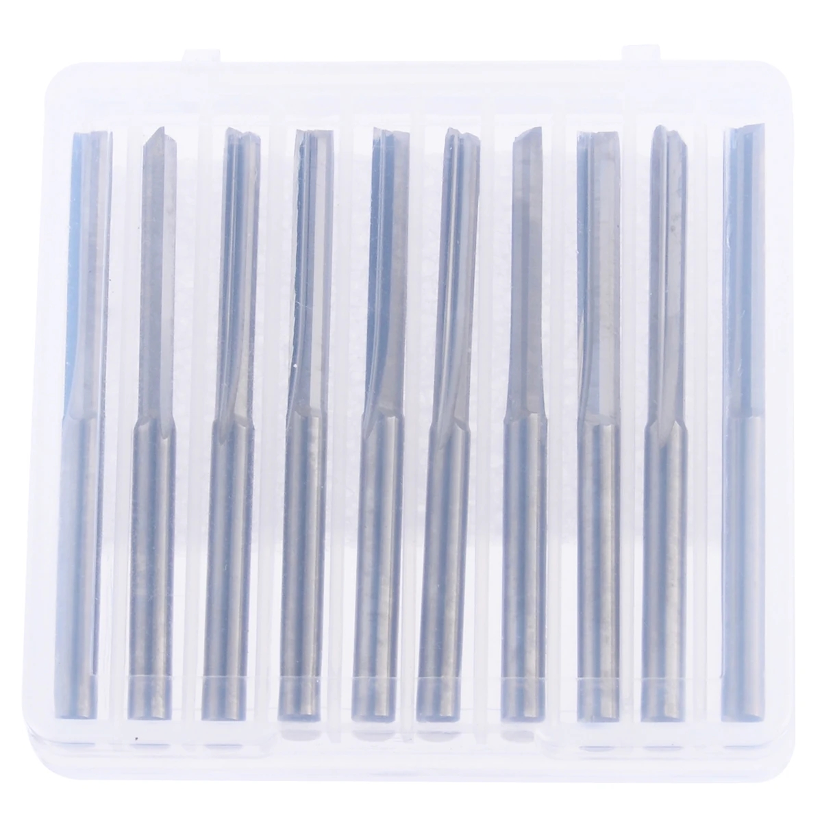 10pcs Tungsten Carbide 2 Flute End Mill Set 3.175mm Shank Milling Cutter CNC Router Bits 45mm Length