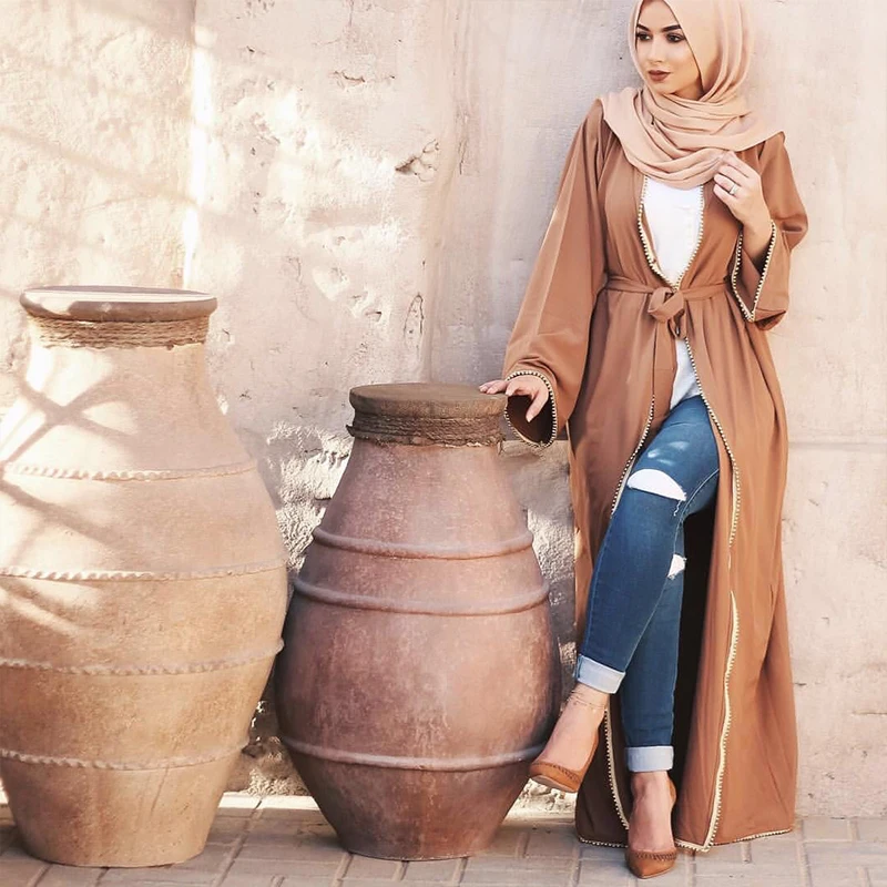 Buytiz мусульманское abaya Бисероплетение Макси платье кардиган длинные халаты