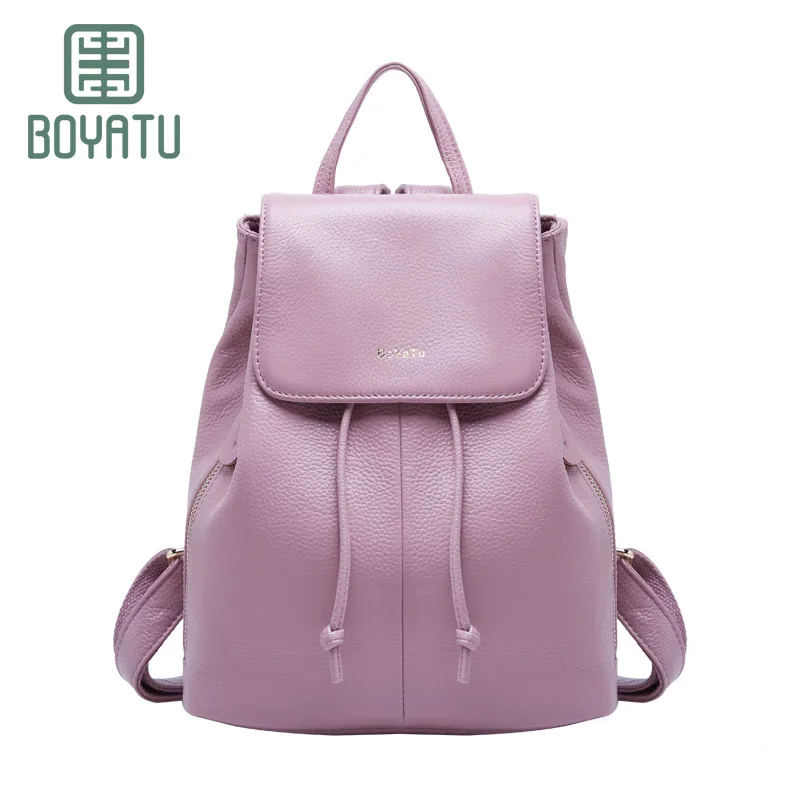 BOYATU Genuine Leather Women Bags Feminine Backpacks Sac A Dos Fashion Luxury Mochila Shoulder Casual Small