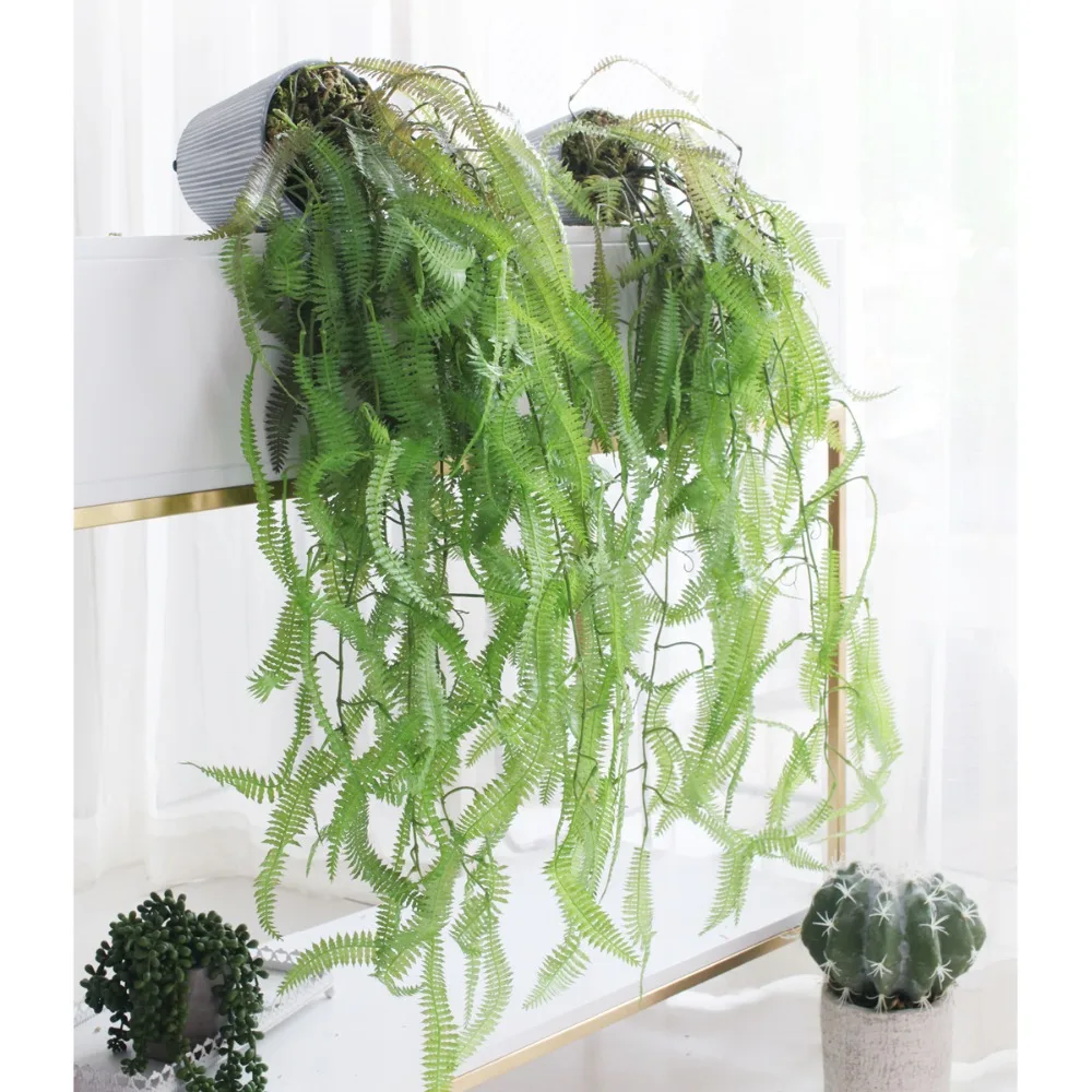 

Green Artificial Plants For Garden Wall Hanging Plastic Christmas Greenery Fake Ivy Pine Fern Leaves Cheap Flower Wall Decor 35"