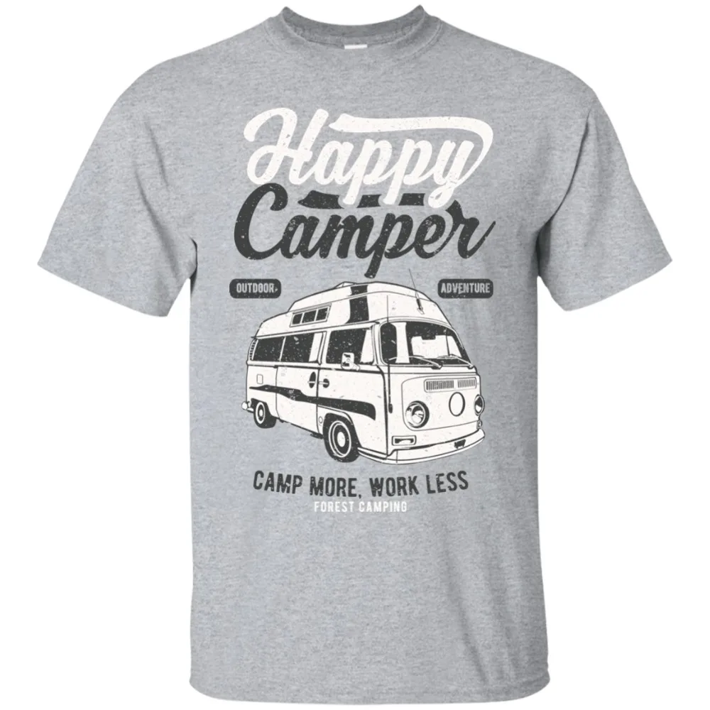 Новинка, Мужская футболка, модная, топ, футболка размера плюс,, Happy Camper, Camp More, рабочая рубашка, футболка для кемпинга