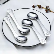 200 шт Детские Соска для кормления из нержавеющей стали ложка твердые изогнутые ложка детские столовые приборы обучение еды совки для корма