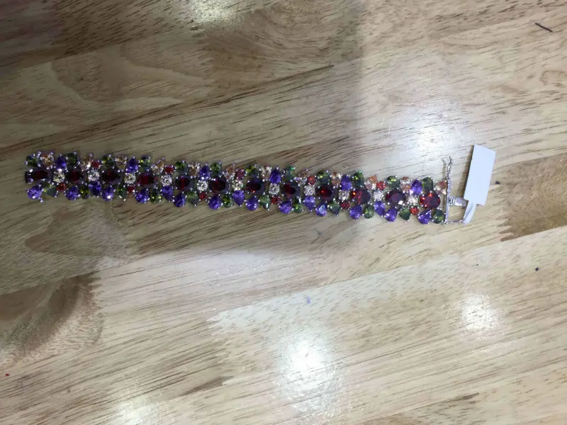 

Mutli Color Stone Top Grade CZ Rhodium Plated Bracelet Bangle For Women Gift Free Shipping
