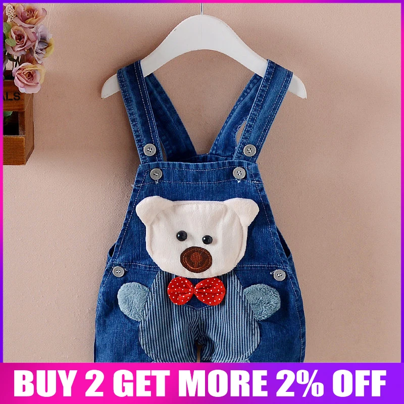 BibiCola Summer Cartoon kids overall jeans newborn baby short denim