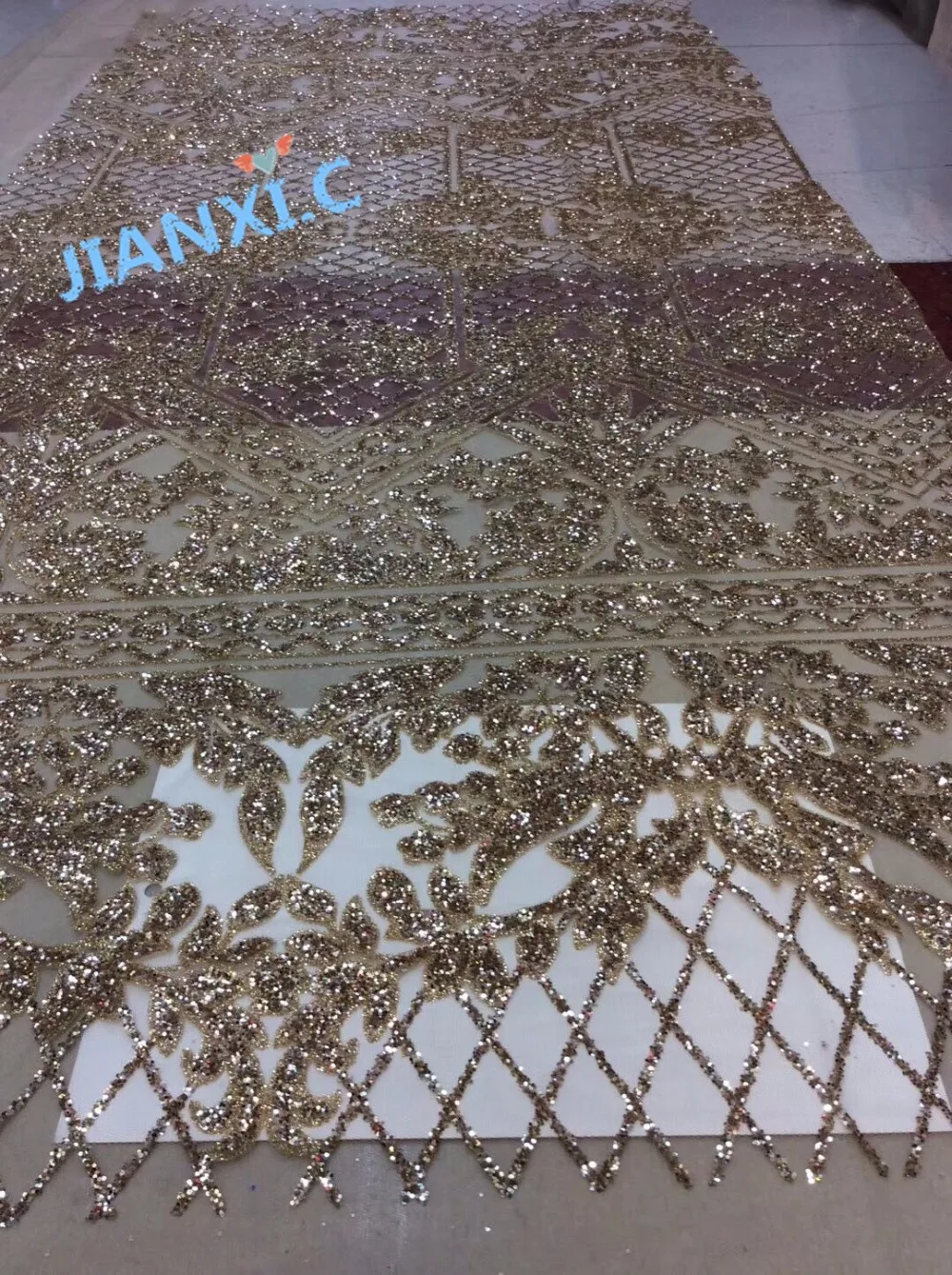 

hot sale CiCi-101128 african sequins tulle mesh fabric shining glued glitter sequins lace fabric