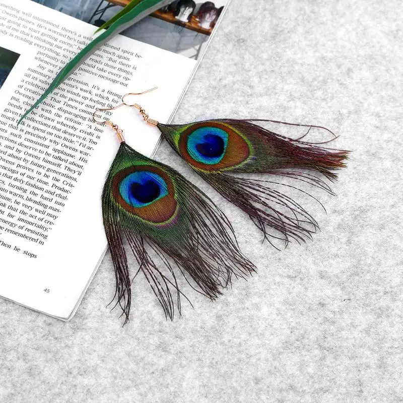 Винтажные длинные серьги с кисточками женские туристические модные из перьев