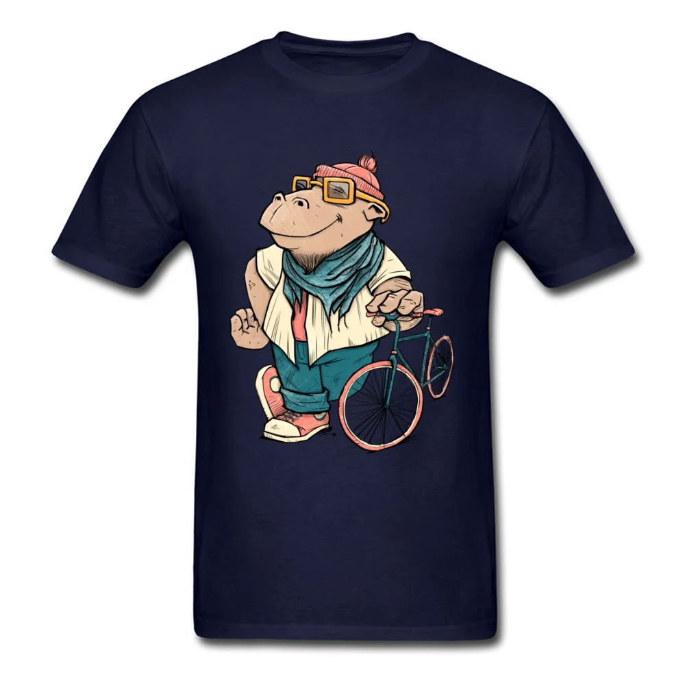 Hipster Hippo Youth T-shirts 2018 Popular Design Tops & Tees All Cotton Round Neck Short Sleeve Normal Clothing Shirt Fall Hipster Hippo navy