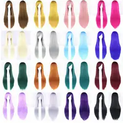 100 см парик с длинными прямыми волосами 28 цветов 39 ''аниме синтетические волосы для женщин косплэй Искусственные парики Хэллоуин костюмы