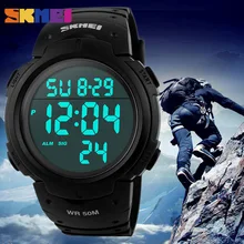 Reloj SKMEI para deportes al aire libre, Reloj para Hombre, Reloj grande de moda, relojes simples, calendario, correa de PU, Reloj Digital Led resistente al agua para Hombre