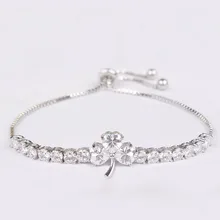 Браслеты с фианитами и фианитами в форме листьев, с регулируемым браслетом для женщин или свадьбы