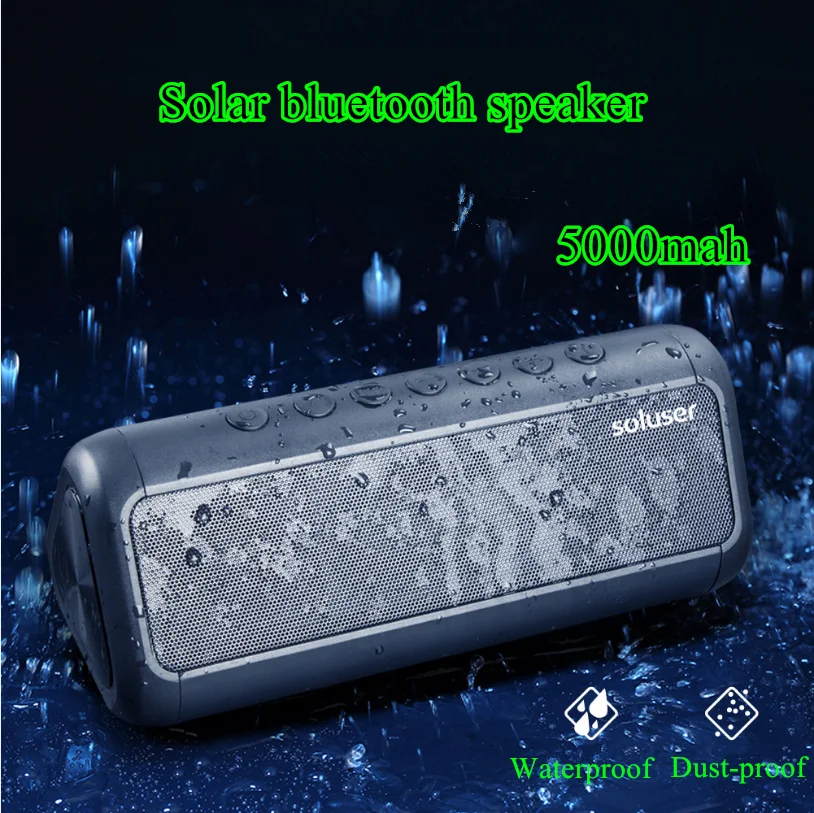 

Solar Bluetooth Speaker Stereo Double speaker Outdoor IPX5 Waterproof Smart Subwoofer Intelligent speaker 5000 MAh TF Card