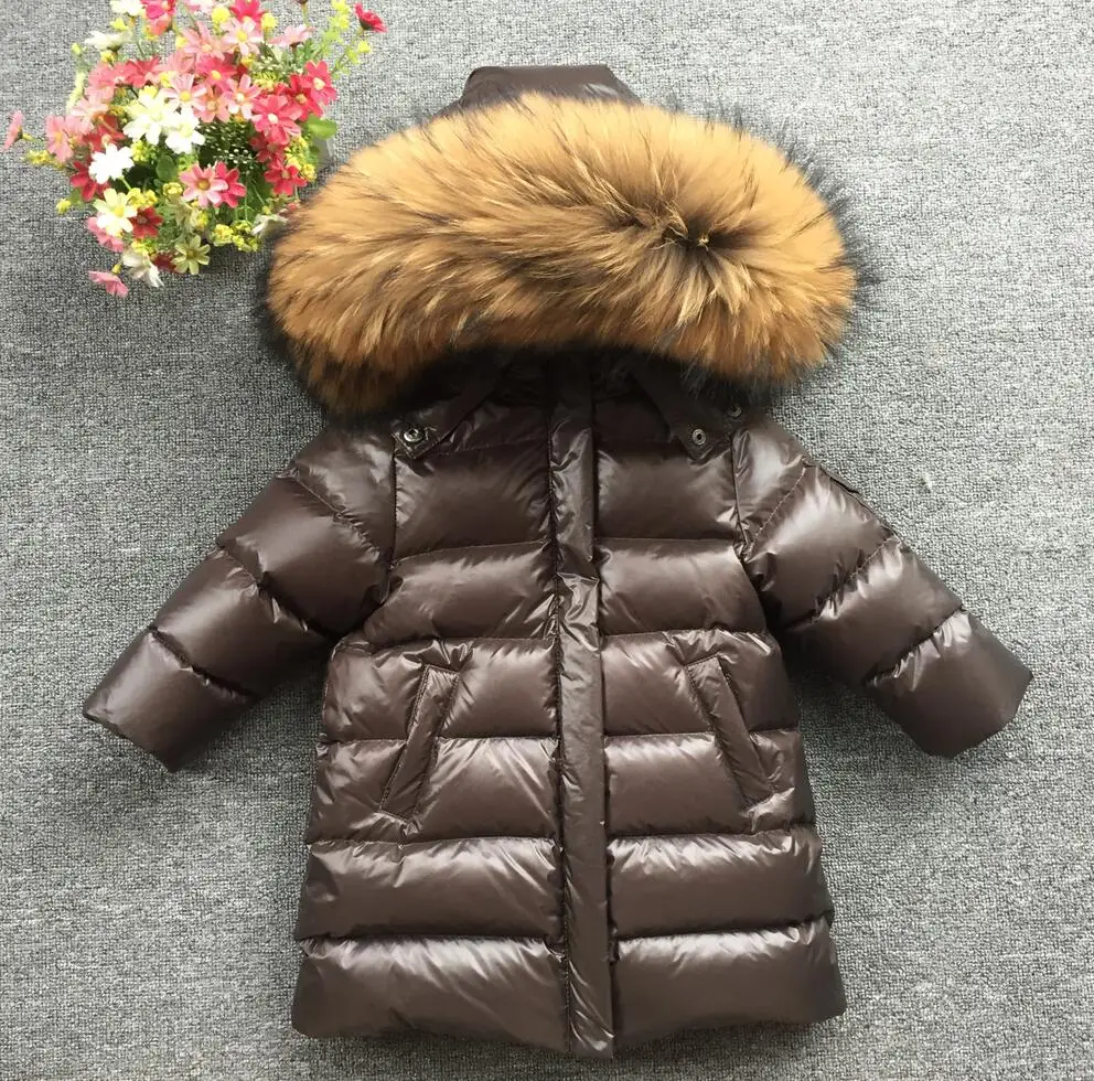 

fashion girl in winter, down jacket coat baby child warm 100% thick cold duck children down to - 25 degrees outerwears jacket