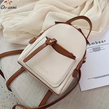 

DORANMI Leather Backpack For Women 2020 Mini Backpacks Female Schoolbag Contrast Rucksack Shoulder Bag Square Mochila DJB460