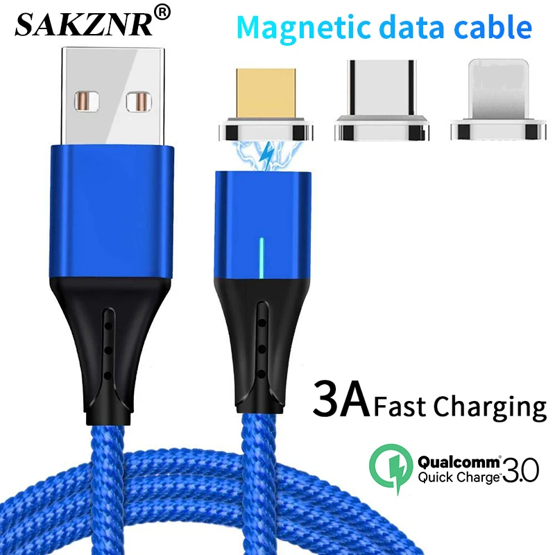 

3A Magnetic Cable USB C Micro USB Type C Fast Charging Microusb Type-C Magnet Charger For IPhone Xs MAX Xiaomi usb-c Data Cables