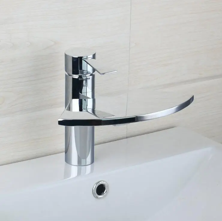 Copper basin faucet waterfall mixer water tap, Bathroom glass fan sink basin faucet chrome, Brass wash basin faucet hot and cold copper three hole sink basin faucet golden brass handle bathroom bathtub faucet deck wash basin faucet mixer hot and cold
