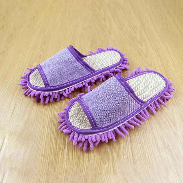 1 Pair Dust Mop Lazy Cleaning Foot Cleaner Shoe Mop Slipper Microfiber Soft Wearable Bathroom