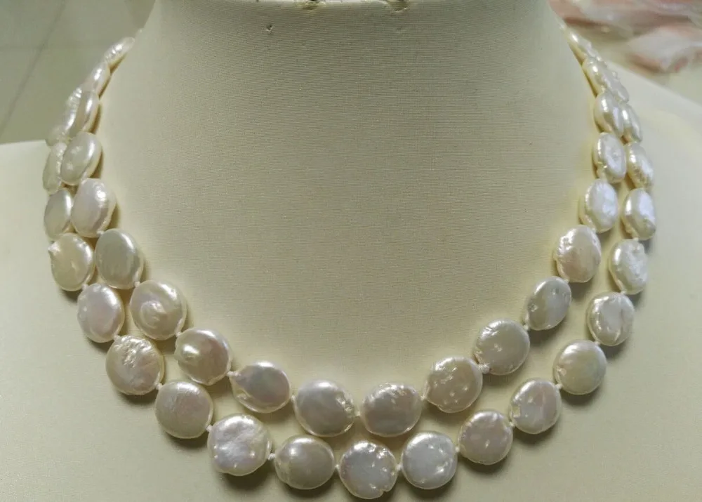 

Hot sale new Style >>>>>32inch coin 10-11 mm long white pearl Long Necklace
