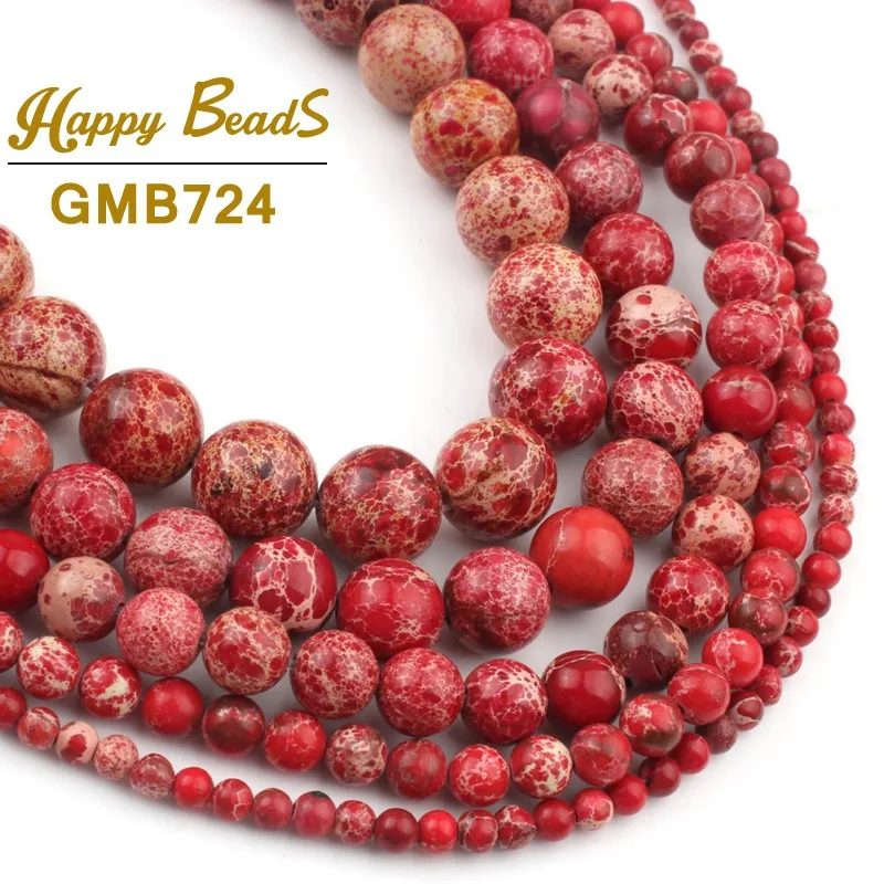 

wholesale Natural Stone Red Sea Sediment Jaspers Round Loose Beads For Jewelry Making Diy Charms Bracelet 15"inches 4 6 8 10 mm