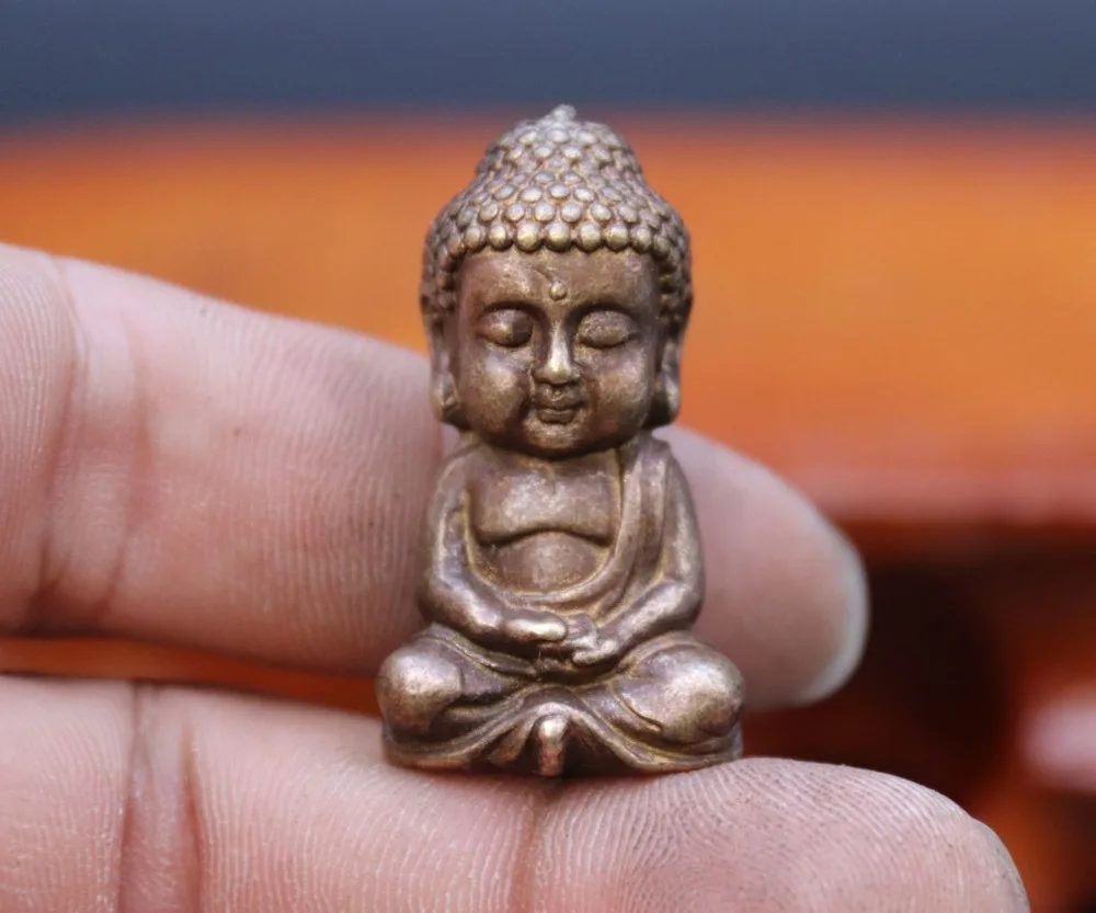 Китайская Статуэтка из чистой бронзы Sakyamuni shakyamuni Tathagata Buddha Amulet Sit 4 см|Статуи и