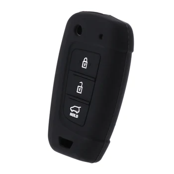 

3 Buttons Silicone Car Key Fob Cover Case For Hyundai Elantra Solaris 2017 Santa