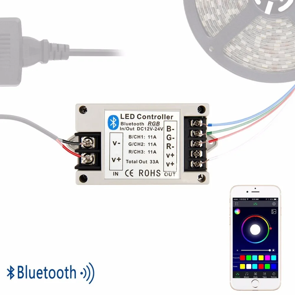 RGBW/RGB светодиодный Bluetooth контроллер для RGBW/RGB светодиодный освещение на Android/IOS Смартфон DC12V 24 В