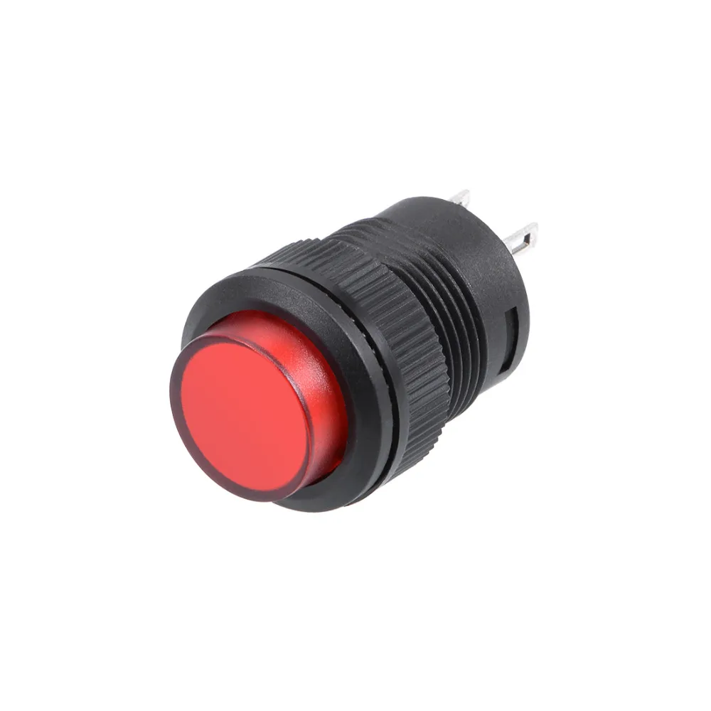 Uxcell 5Pcs 16mm Latching Push Button Switches Red Round Button SPST To