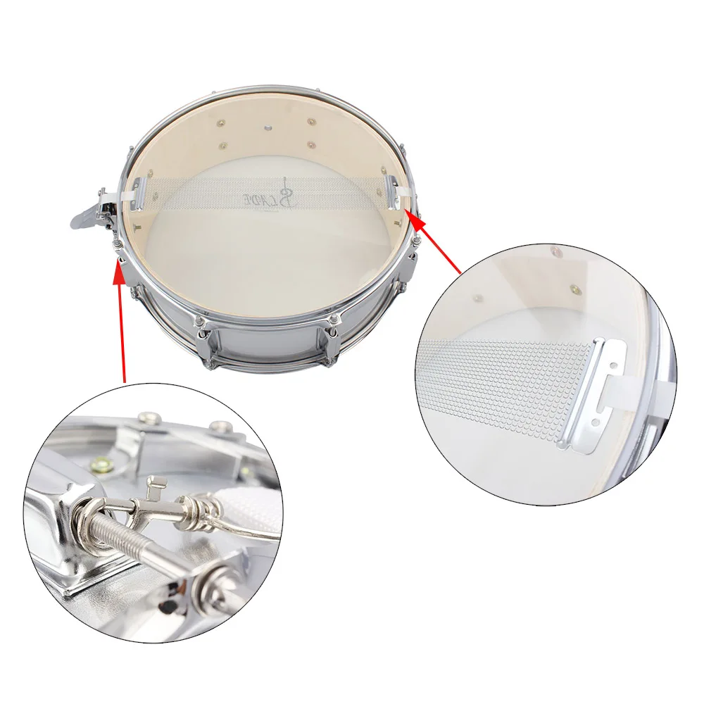 ammoon Professional 14 Inch Snare Drum Head with Drumstick Drum Key Strap for Student Band High Quality Percussion Instrument