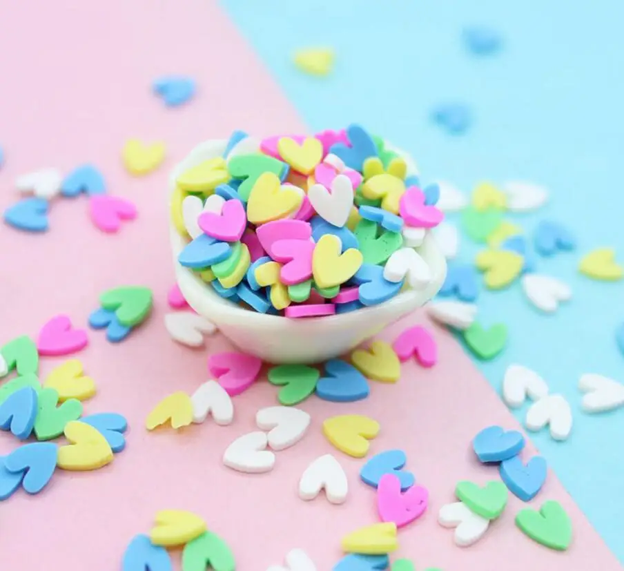 100g Faux Food Craft Confetti DIY Jewelry Resin Pendant Embellishments Charms Decor Polymer Clay Toppings Rainbow Fake Sprinkles - Цвет: DIY0151-Mheart