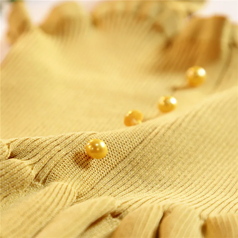 New Autumn Chi Knitted Women's Tank Top Slim Pearl Button Vintage Girls Cropped Female Women Tanktops t shirt Clothing (2)
