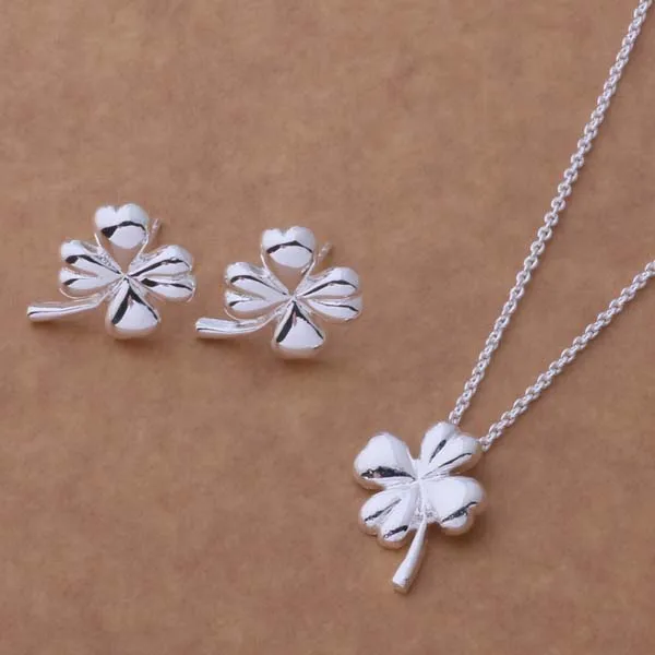 AS213 Lucky Silver Color Elegant Fashion Jewelry Sets For Women Earring 330 + Necklace 591 /bkzakcga Aizajaga | Украшения и