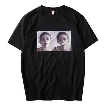 

Plus Size T Shirt Men Summer Casual Pure Cotton Print Loose Soft T-shirt Men Trend Korean Round Neck Youth Hip Hop T Shirt Photo