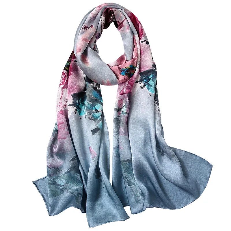 DANKEYISI шарф для женщин шарф из натурального шелка шаль женский длинный шелковый шарф Бандана Хиджаб пляжные чехлы - Цвет: 12