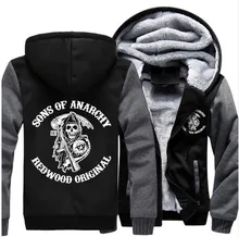 Mode heiß-verkauf männer frauen sohn sons of anarchy samcro reißverschluss jacke verdicken hoodie mantel clothing casual kostenloser versand