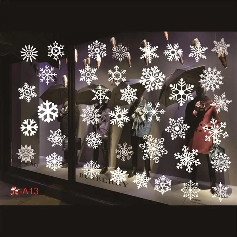 White Christmas Window Stickers No Glue New Year Stickers Decoration Xmas Christmas Stickers Window Glass - Цвет: 13