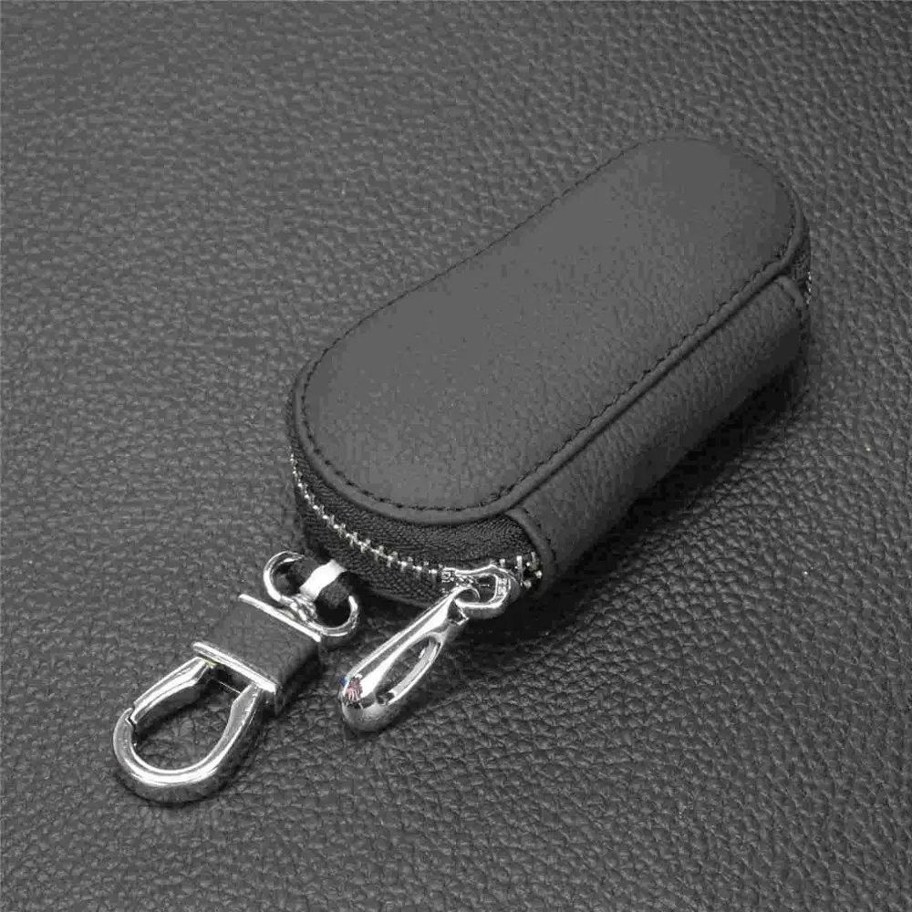 Jingyuqin кожаный бумажник для ключей от автомобиля, мужской держатель для ключей, ключница, органайзер для ключей, женский брелок, чехлы на молнии, чехол для ключей, сумка, кошелек - Название цвета: black