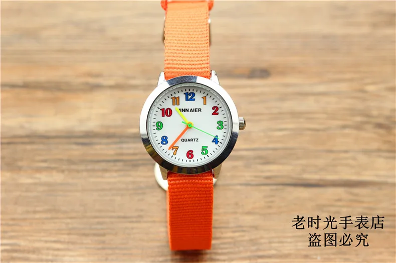 Новые модные спортивные нейлоновые часы для мальчиков и девочек, часы для детей среднего возраста с разноцветным циферблатом, часы с героями мультфильмов - Цвет: orange