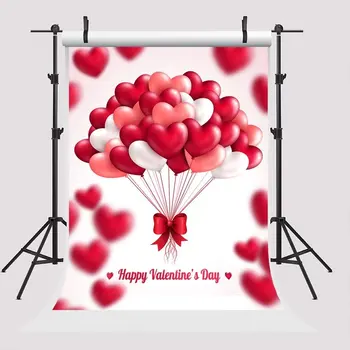 

Happy Valentine's day red heart balloons festive bokeh backdrops Vinyl cloth High quality Computer print wall Backgrounds
