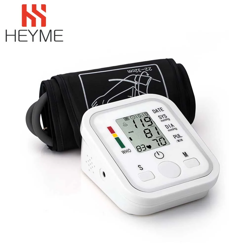

HEYME Automatic Digital Upper Arm Blood Pressure Monitor Heart Beat Rate Pulse Meter Tonometer Sphygmomanometers Pulsometer