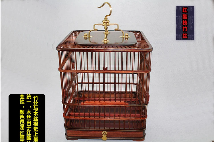 

23cm* 23cm *26cm bamboo bird cage handmade paint birdcage with stainless steel cage hook one sets bamboo bird cage jaula loro