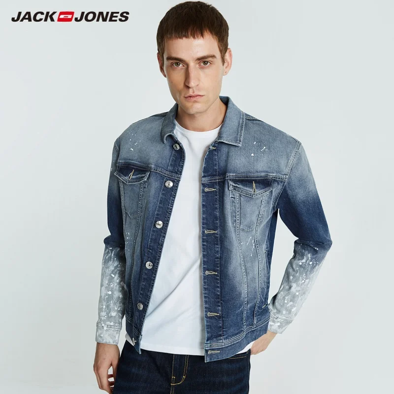 JackJones الرجال الربيع التدرج الطلاء رش الدنيم سترة J | 218357501