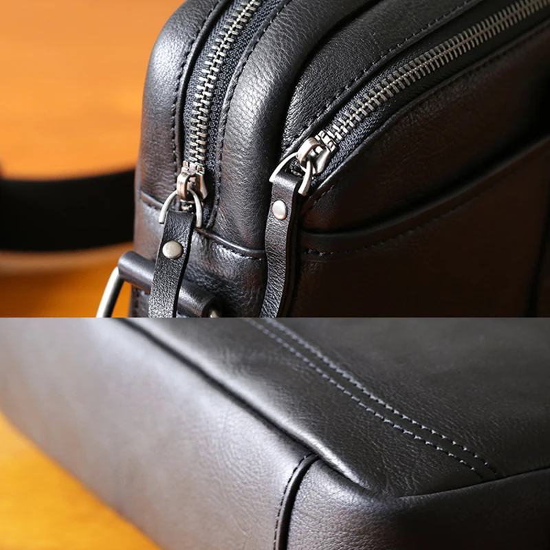 AETOO Handmade single shoulder bag male leather soft leather fashion casual oblique cross bag men's head layer Cow handbag