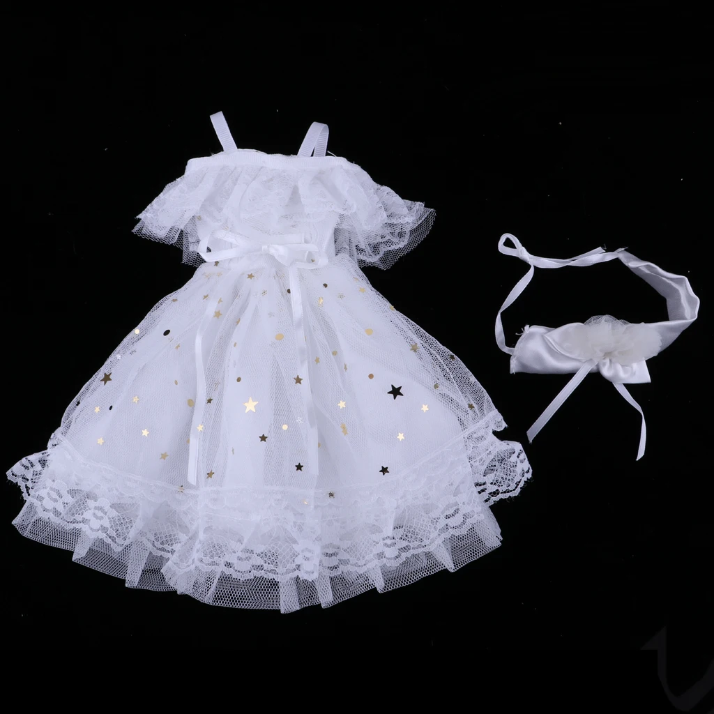 1/4 BJD Dress Off Shoulder Lace Mesh Princess Dress White For Night Lolita