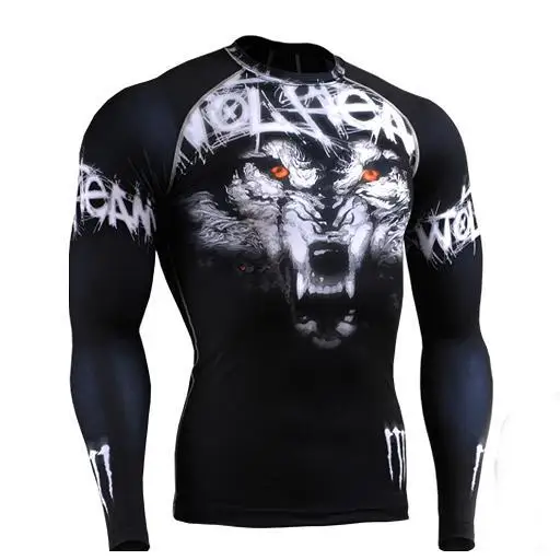 Вторая Кожа Бег/Обучение/MMA Shirt with Complete Graphic быстросохнущие Многофункциональный Тренажерный Зал Фитнес Бодибилдинг Сжатия Колготки - Цвет: CFL 18