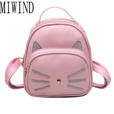 2017 Cute Cat Backpack Women PU Leather Fashion Bag Backpack Women School Bags For Teenagers