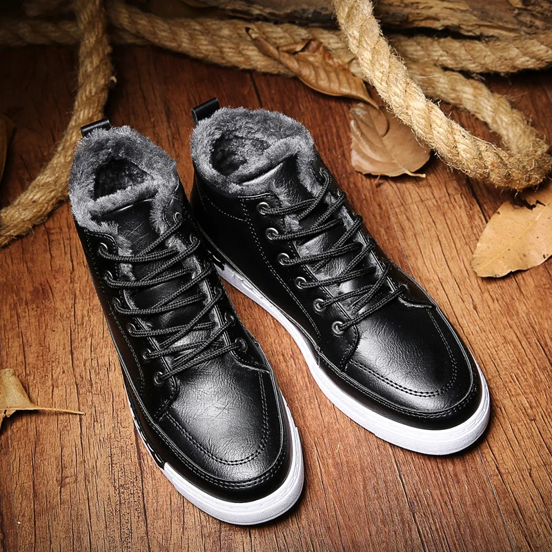 

MAYLEN HUGHES New 2018 Winter Boots Men Winter Shoes Camouflage Warm Plush Fashion leather Mens Ankle Boots male casual shoes