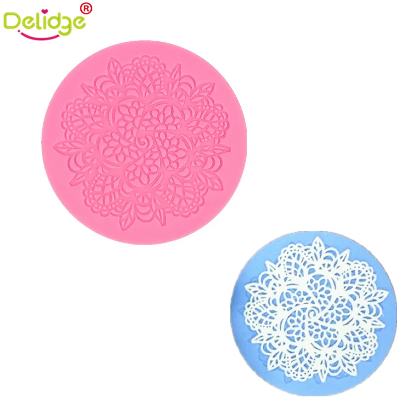 

Delidge 1 pc Lace Flower Shape Silicone Mat 3D Round Shape Sugarcraft Fondant Mold Cake Decoration Baking Tool Kitchen Accessory