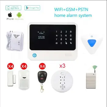 

433mhz gsm WiFi burglar Alarm APP control gas detector smoke sensor vibration sensor wireless siren PIR sensor intruder alarm